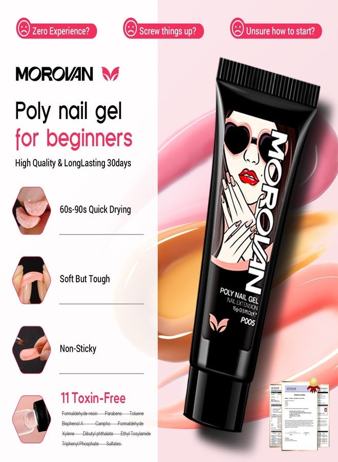 Morovan Poly Gel Nail Kit: All-in-One Beginners Practice Full Set With UV light & Slip Solution For Teens Nail Extension Gel Kit Starter At Home User Friendly & Salon Results for Home Manicures - Image 3